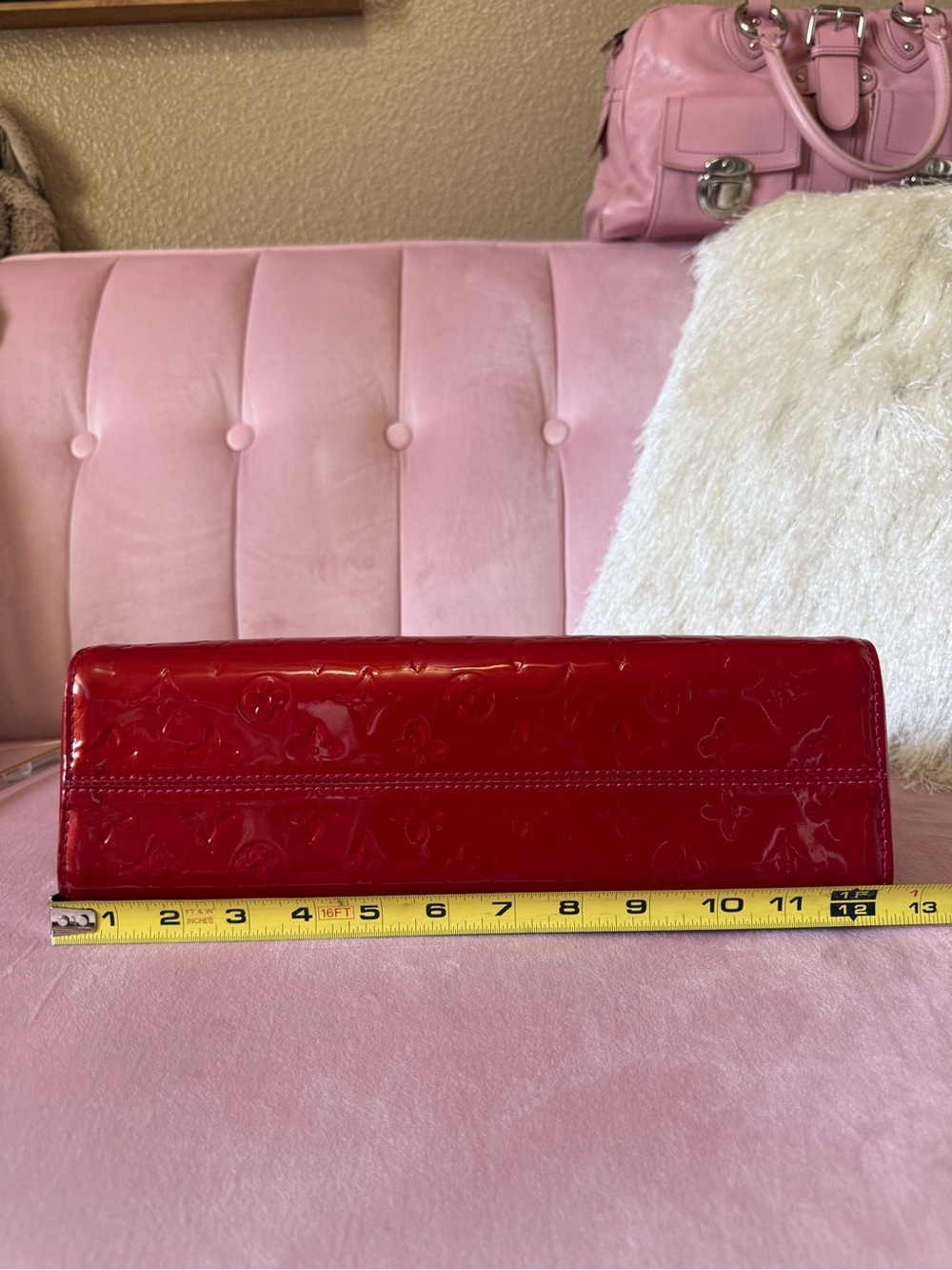 💯Auth! Louis Vuitton Roxbury Red Vernis Leather w Vachetta Trim & Gold Hardware - Picture 7 of 16